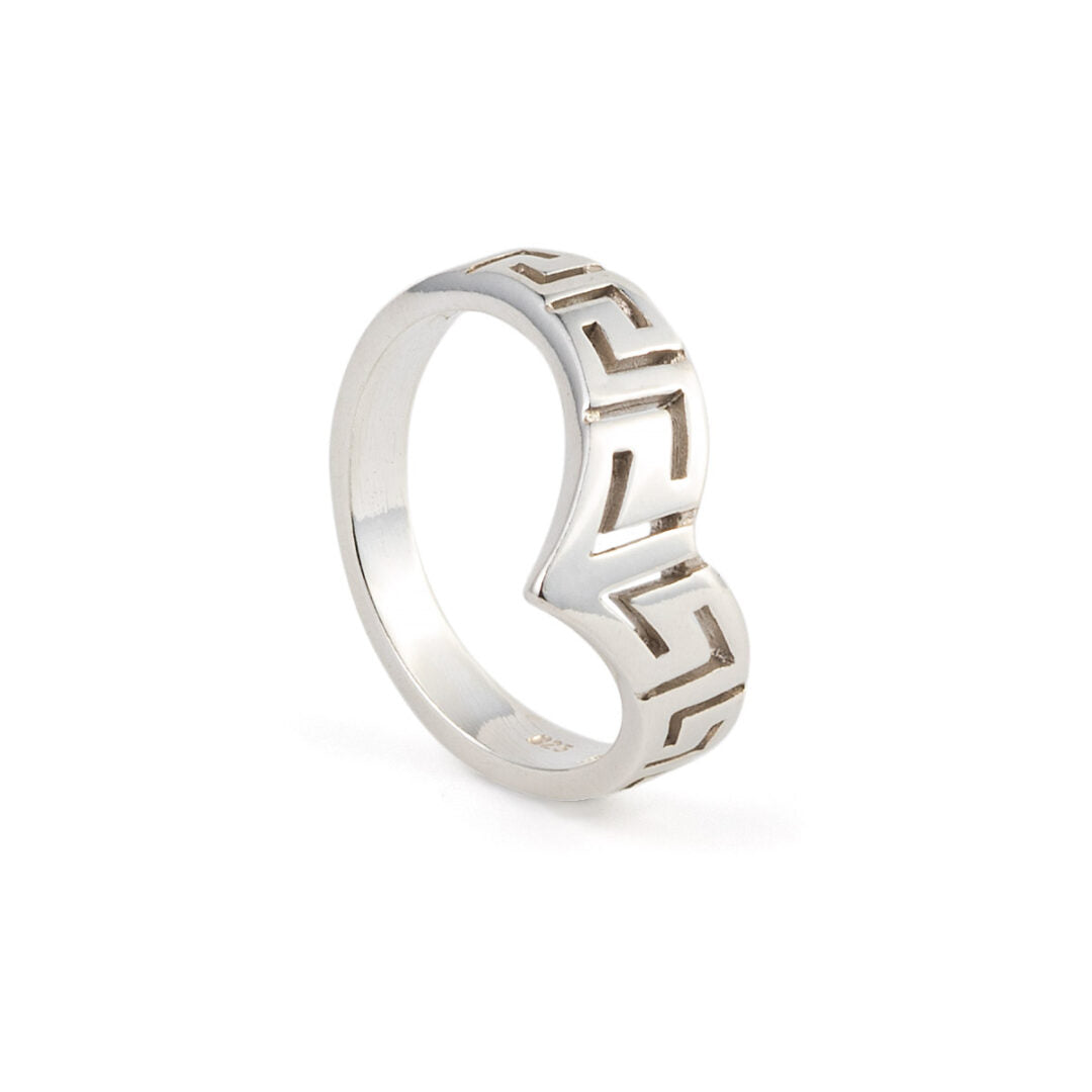 Greek Key Ring in 925 Sterling Silver