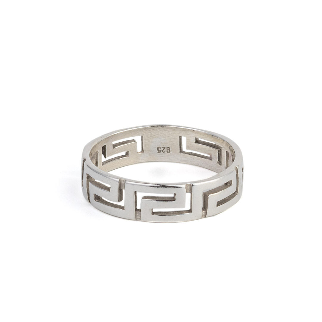 Greek Key Band Ring in Sterling Silver