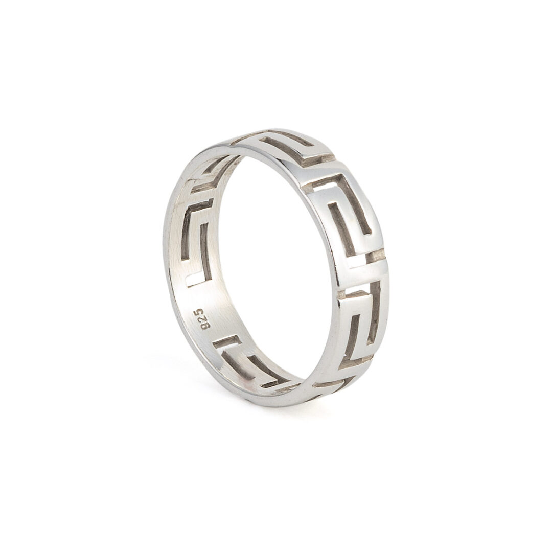 Greek Key Band Ring in 925 Sterling Silver