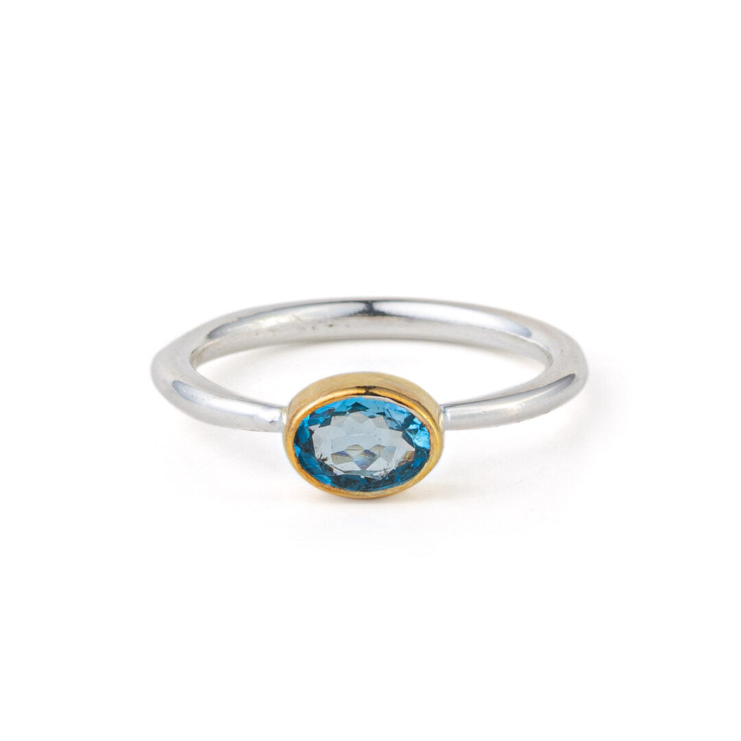 Δαχτυλίδι με Blue Topaz – Ασήμι 925 Επιχρυσωμένο
