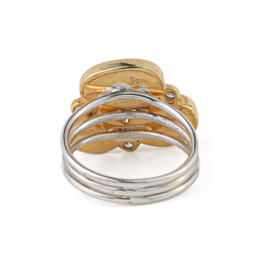 Multi Stone Ring -  Aqua Marine Pearl Peridot