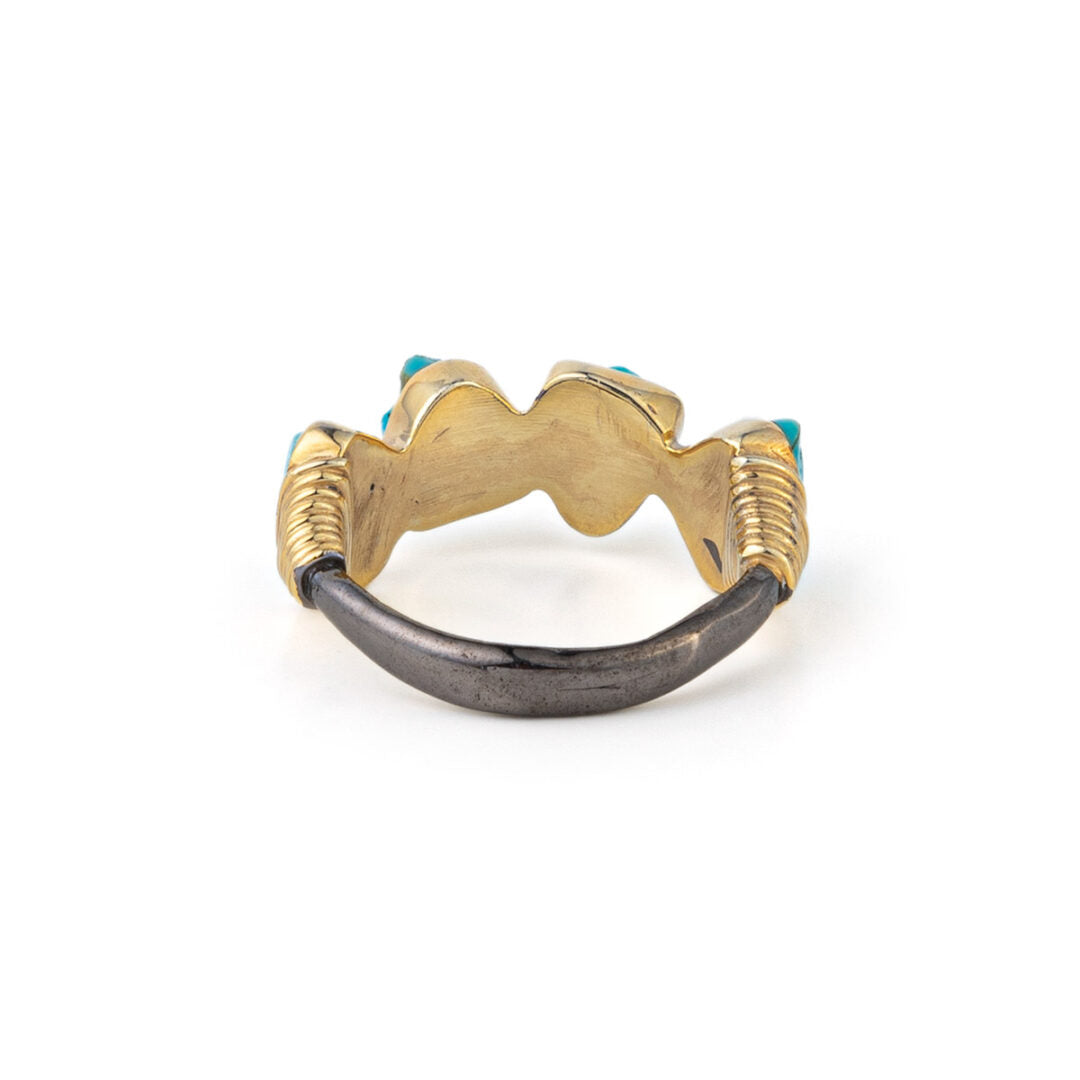 Δαχτυλίδι με Πέτρες Turquoise – Ασήμι 925 Επιχρυσωμένο
