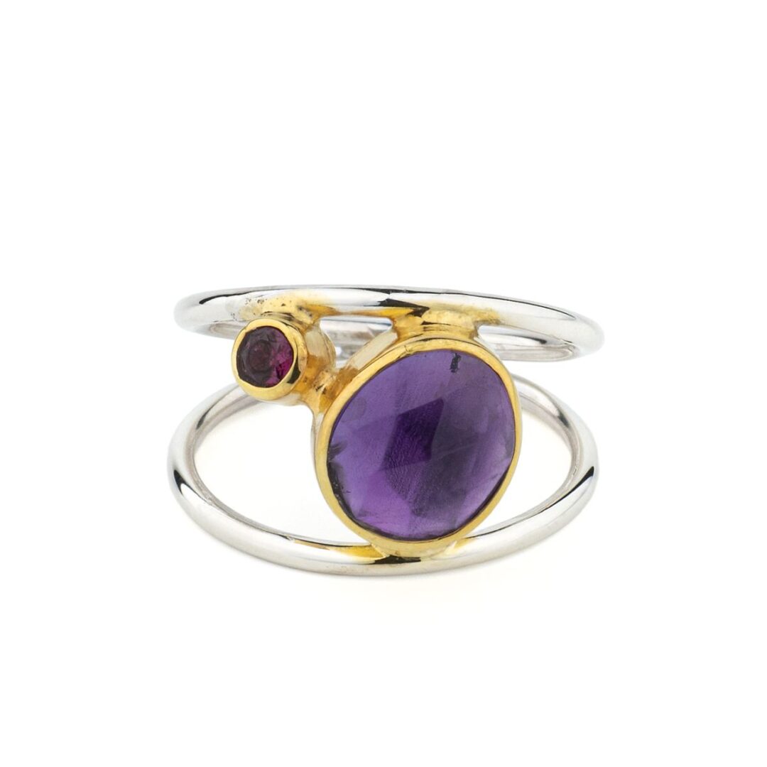 Amethyst Ring in 925 Silver & Gold Plating