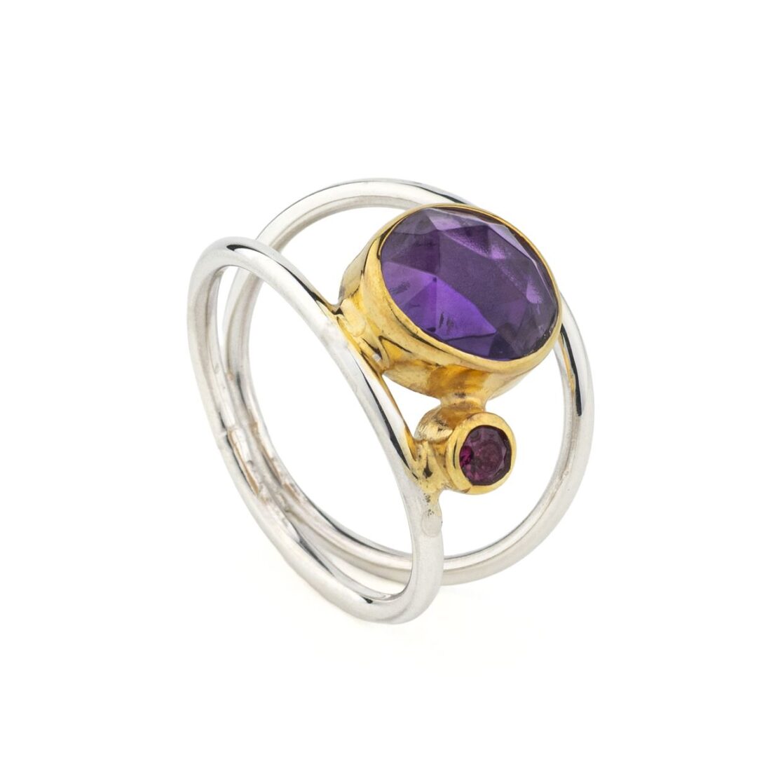 Amethyst Ring in 925 Silver & Gold Plating