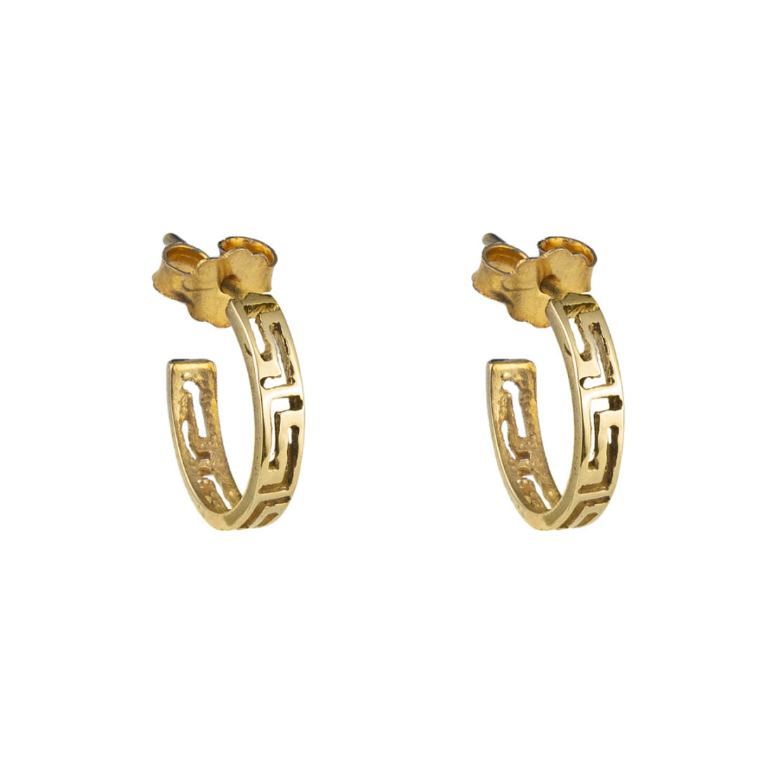 Meander Hoop Earrings - 14K Gold