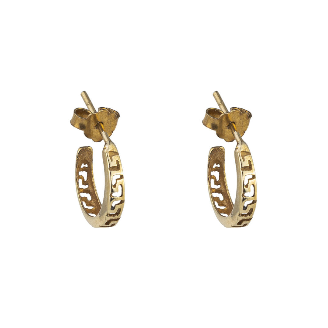 Meander Hoops - 14K Gold