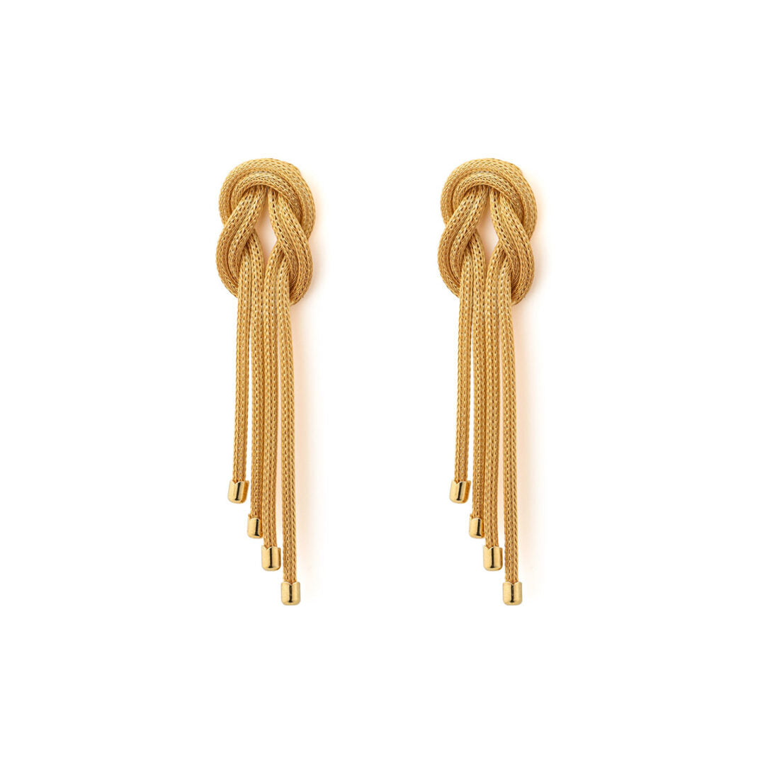 Hercules Knot Chain Earrings - 925 Sterling Silver Gold Plated