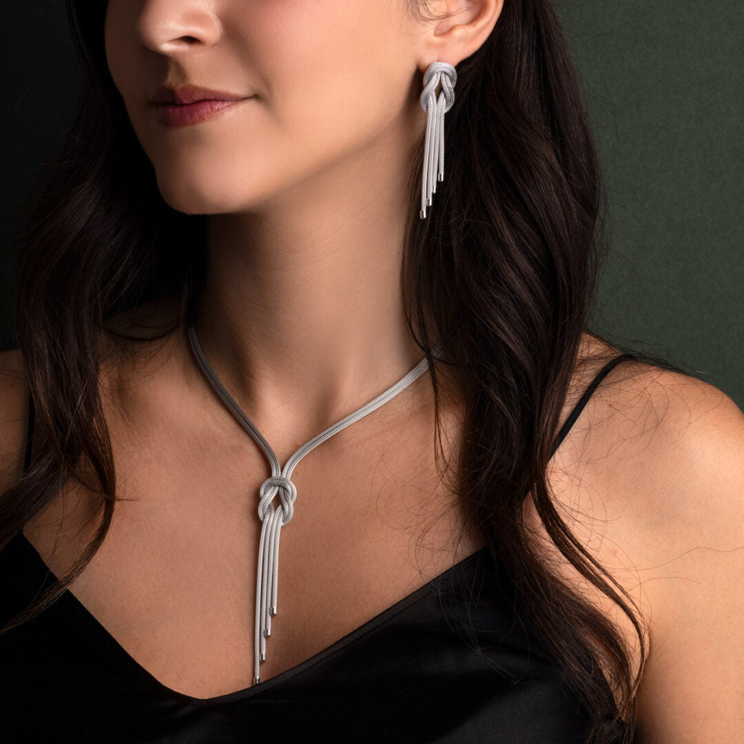 Hercules Knot Chain Earrings - 925 Sterling Silver Gold Plated