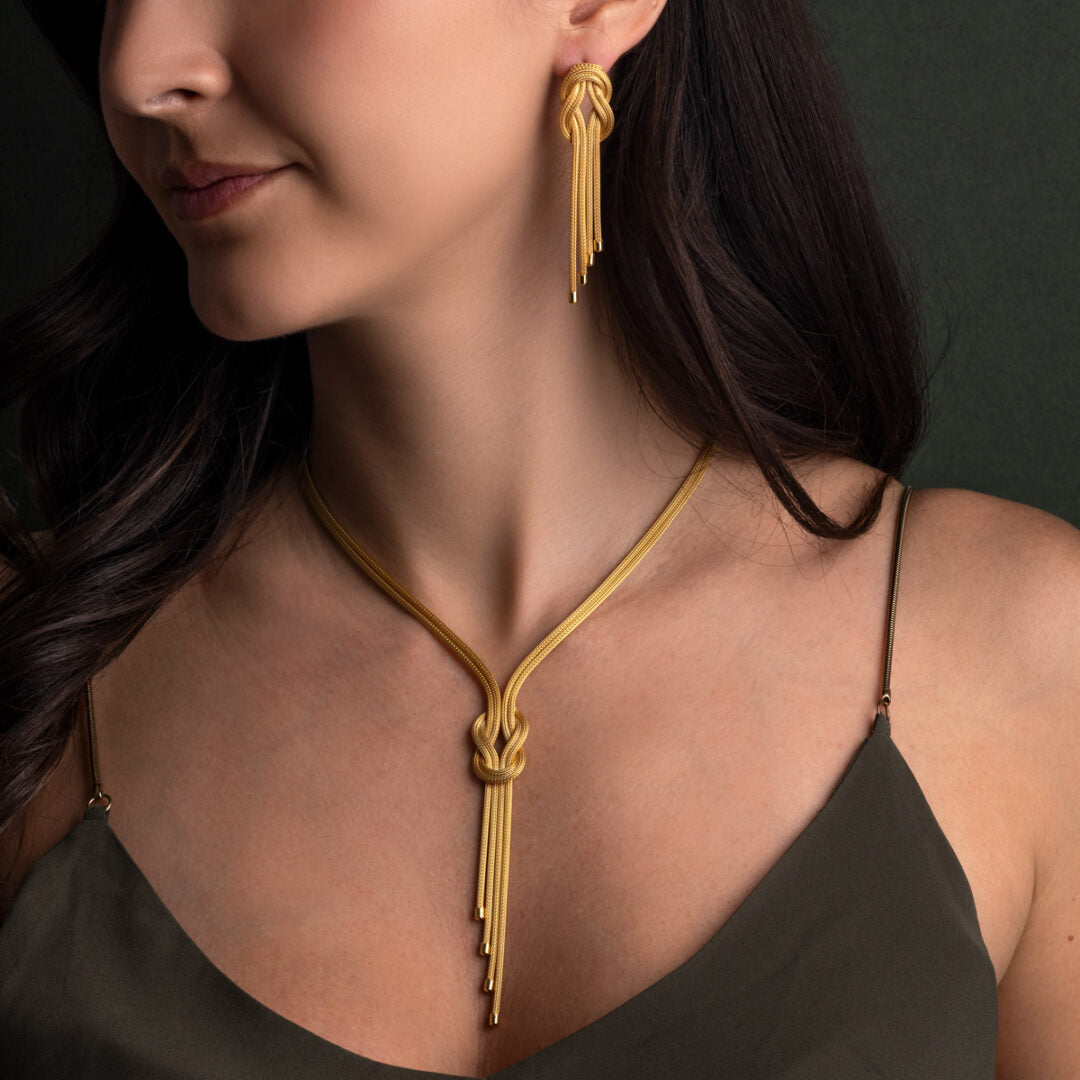 Hercules Knot Chain Earrings - 925 Sterling Silver Gold Plated