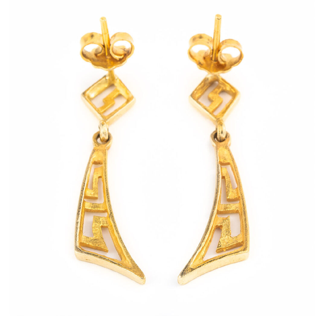 14K Gold Geometrical Meander Earrings
