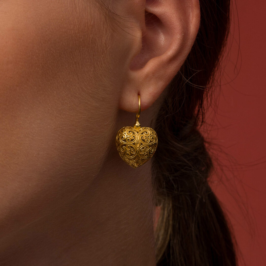Gerochristo - Kallisto Heart Earrings in Gold Plated Silver