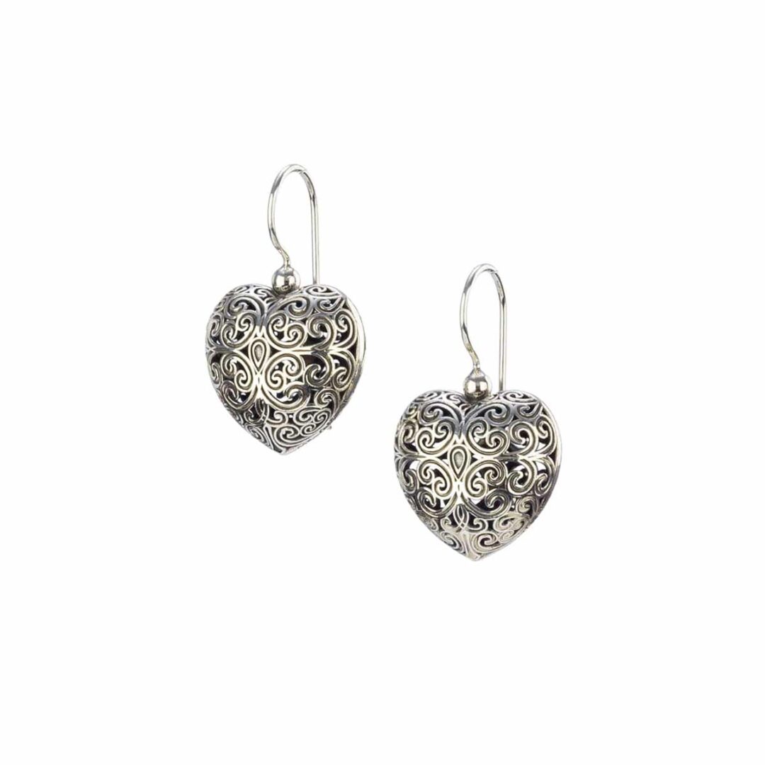 Kallisto Heart Earrings in oxidized Silver 925