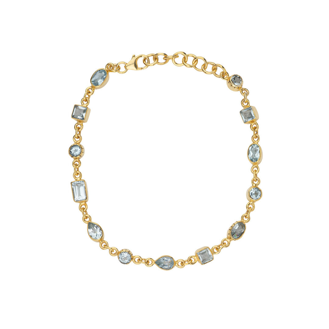 Gemstone Bracelet in 925 Silver Gold Plated