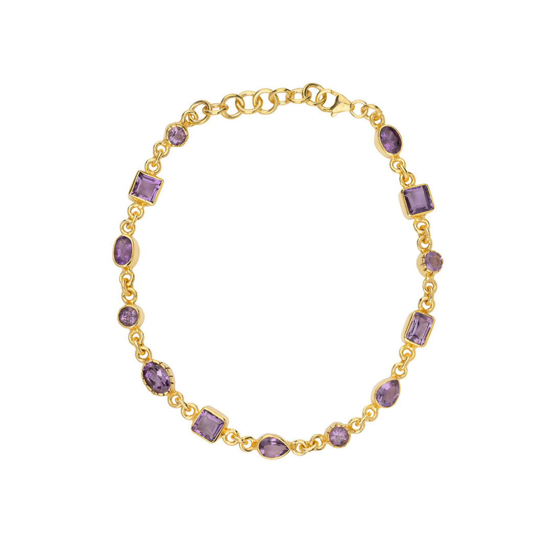 Gemstone Bracelet in 925 Silver Gold Plated
