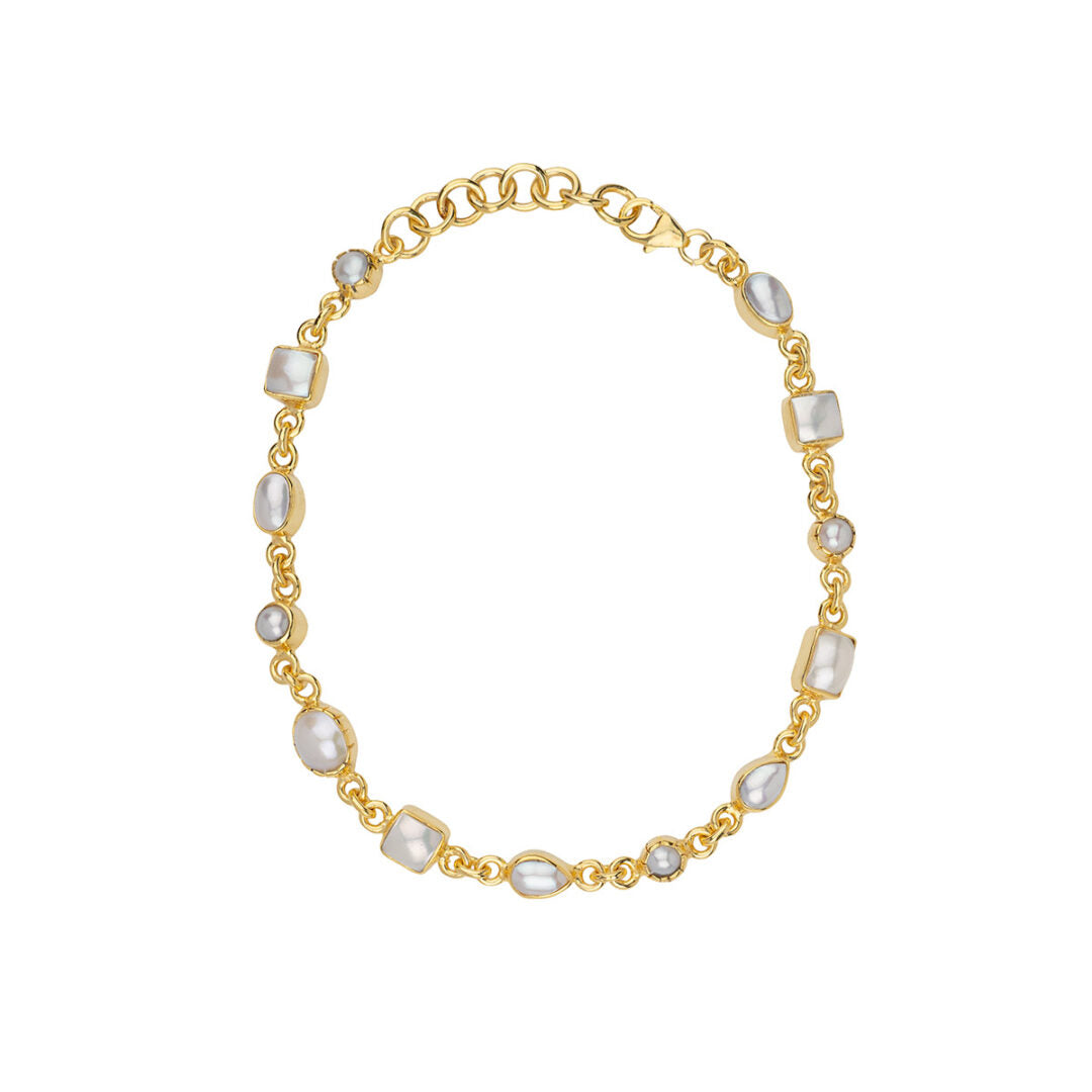Gemstone Bracelet in 925 Silver Gold Plated