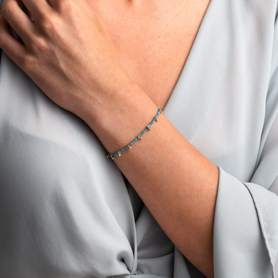 Apatite Bracelet in 925 Sterling Silver and Gold Plated