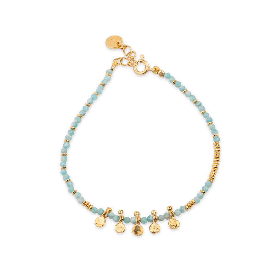 Amazonite Bracelet in 925 Sterling Silver and Gold Plated