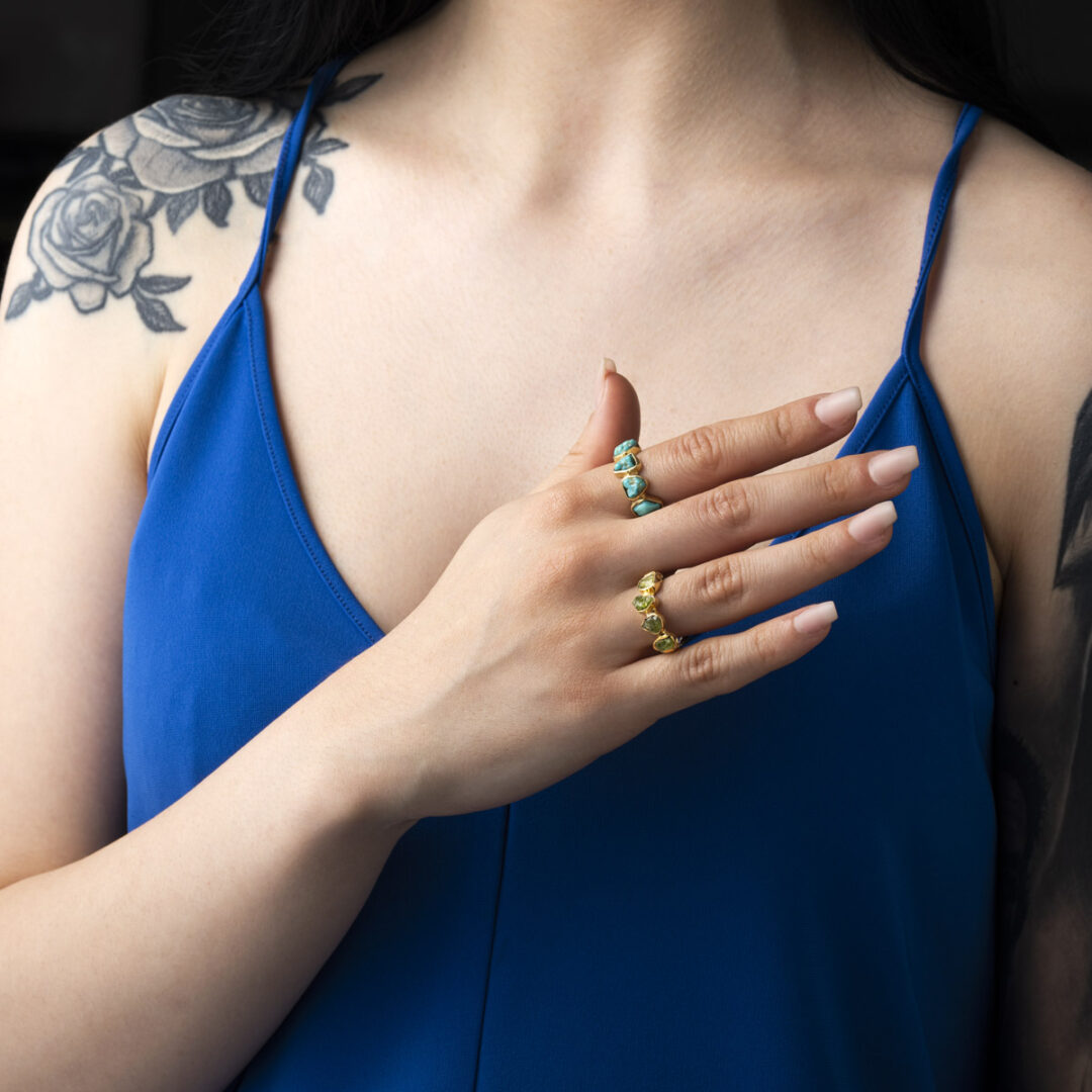 Dainty Turquoise Ring - 925 Sterling Silver and Gold Plated