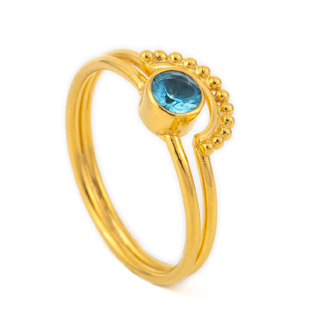 Δαχτυλίδι Blue Topaz - Ασήμι 925 Επιχρυσωμένο