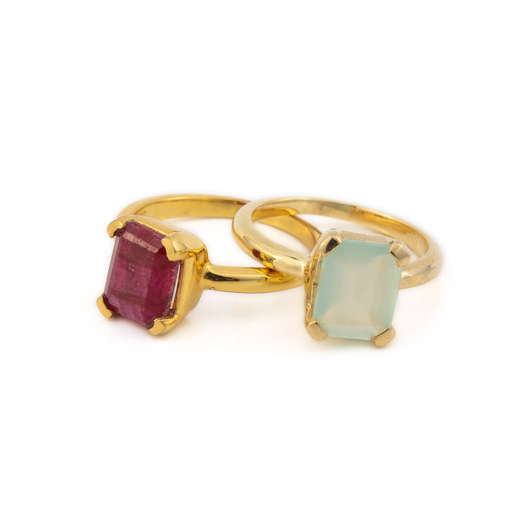 Sterling Silver Gold Plated Rubinite Ring