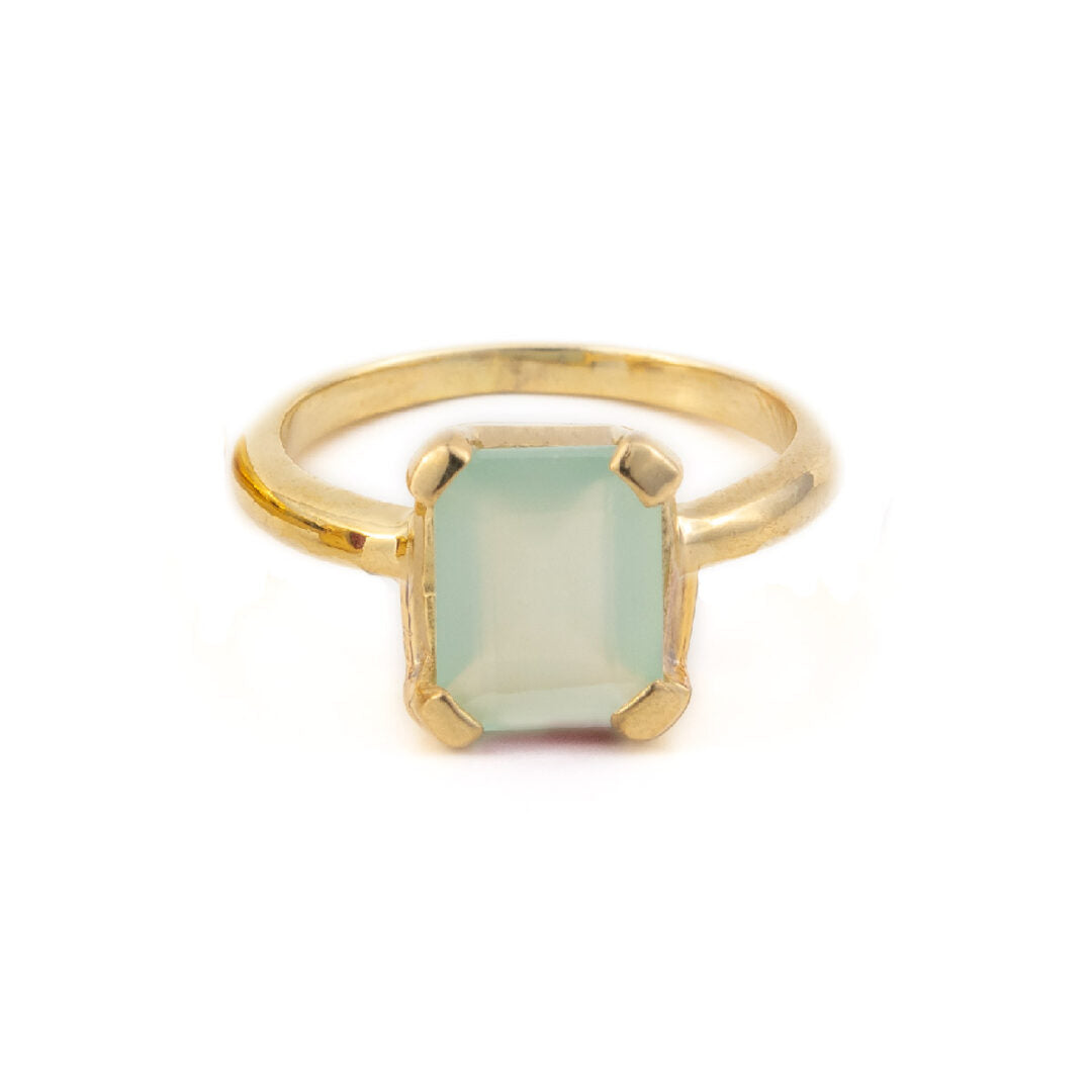 Sterling Silver Gold Plated Aqua Chalcedony Ring