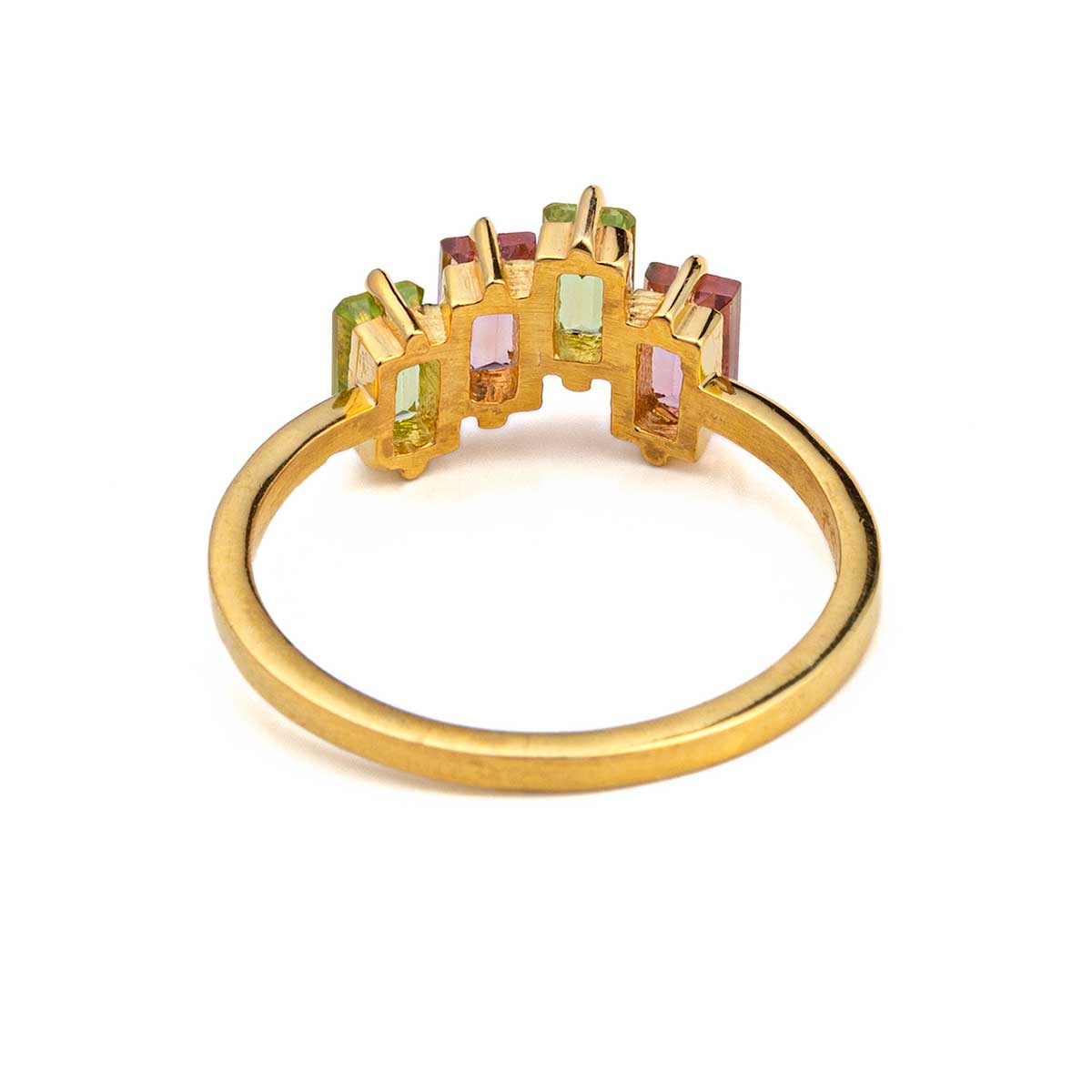 Tourmaline and Peridot Ring - 925 Sterling Silver and Gold Plated