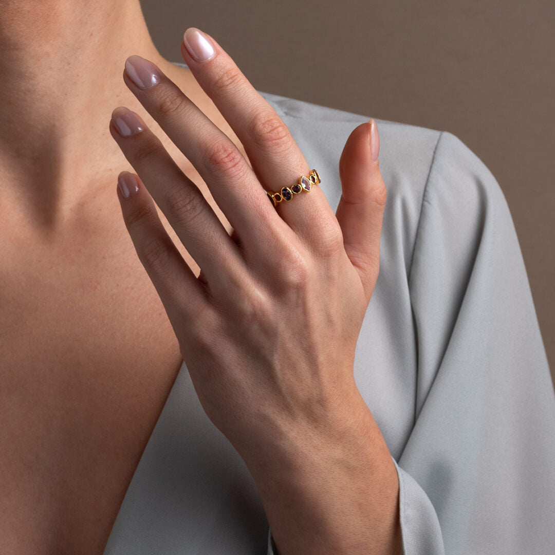 Tourmaline Ring - 925 Sterling Silver and Gold Plated