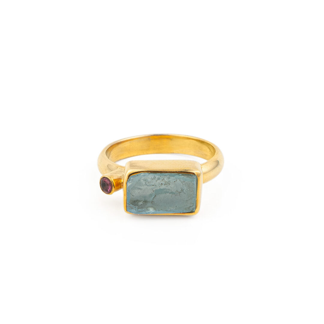 Blue Topaz Square Ring