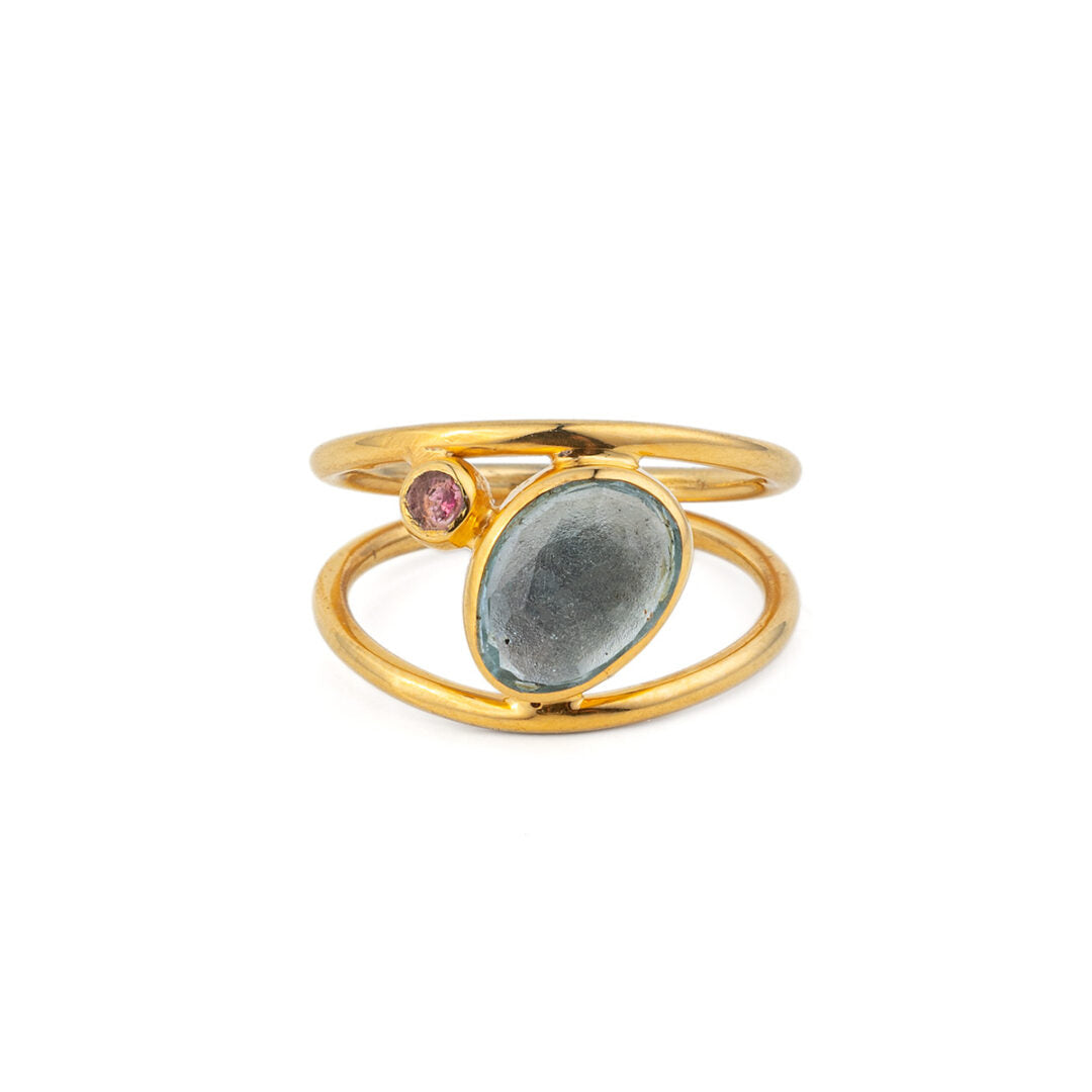 Blue Topaz Circle Ring