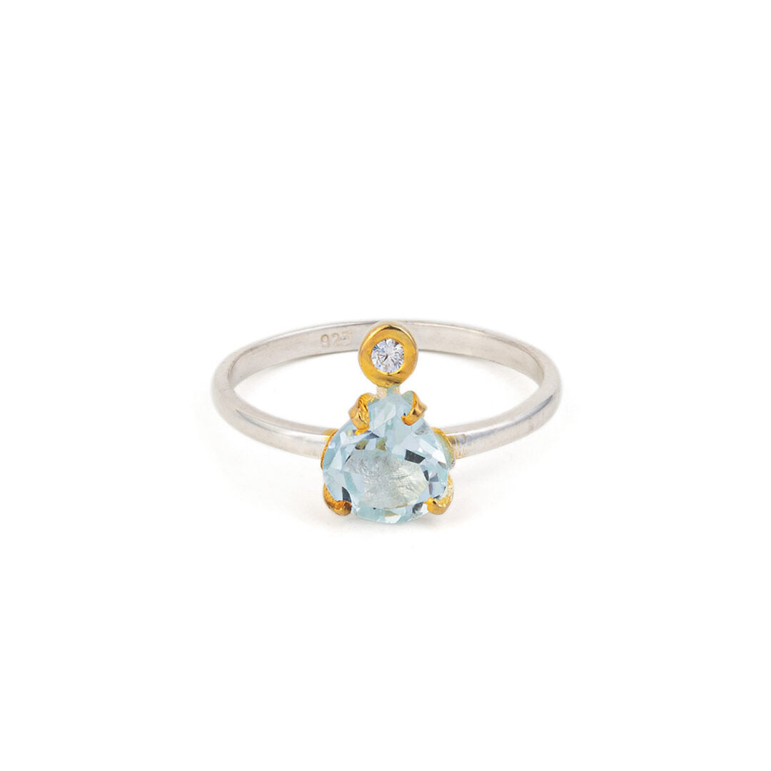 Blue Topaz Teardrop Ring