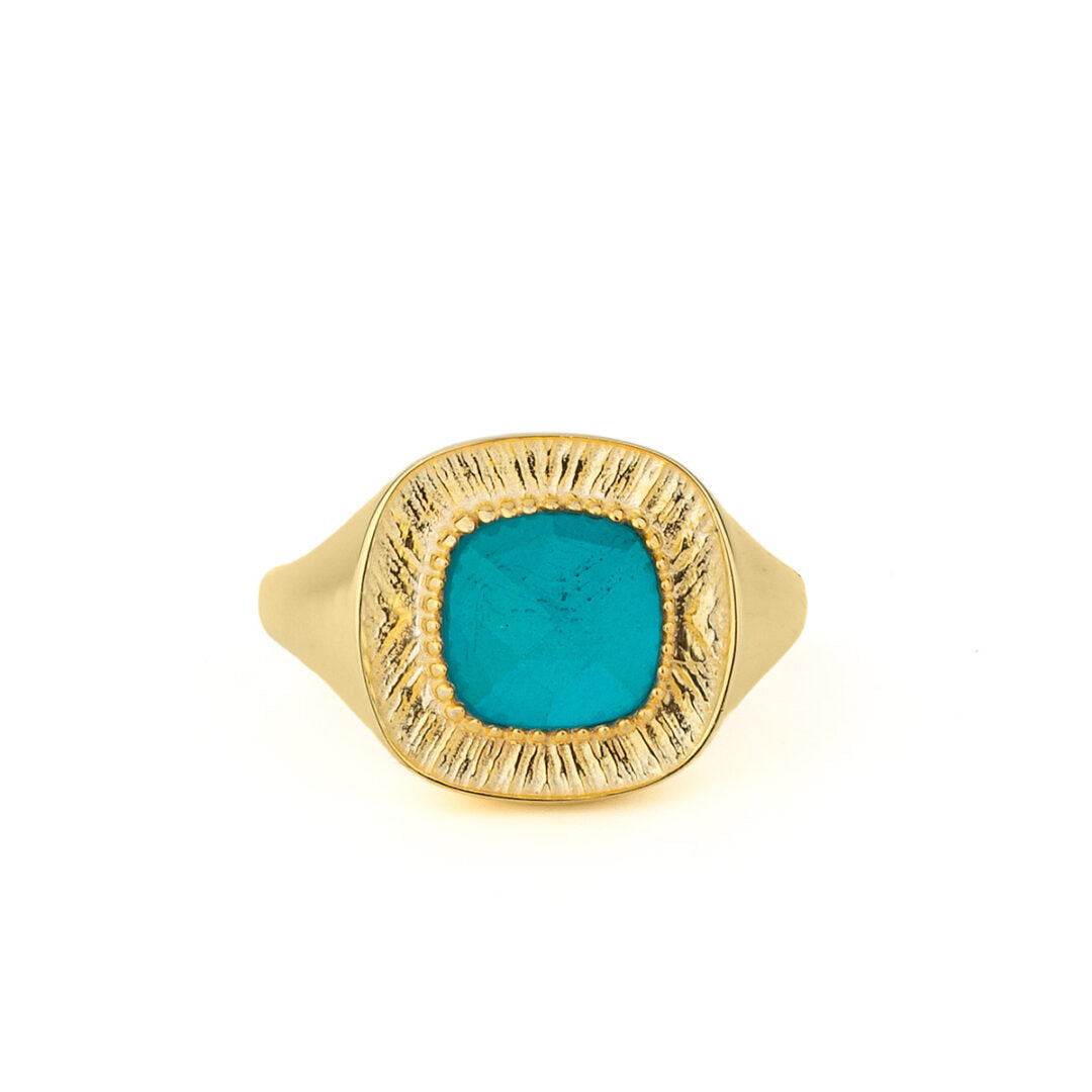 Square Doublet Pariba Ring in 925 Sterling Silver Gold Plated
