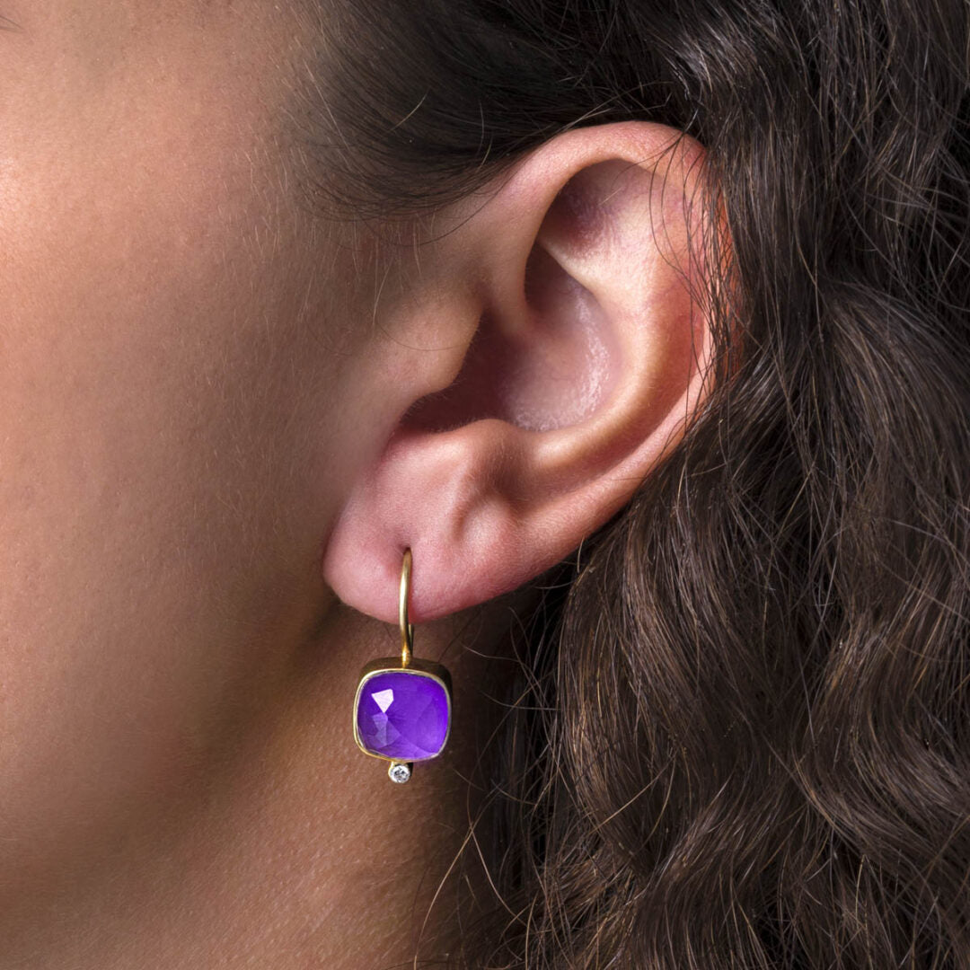 Amethyst Square Dangle Earrings