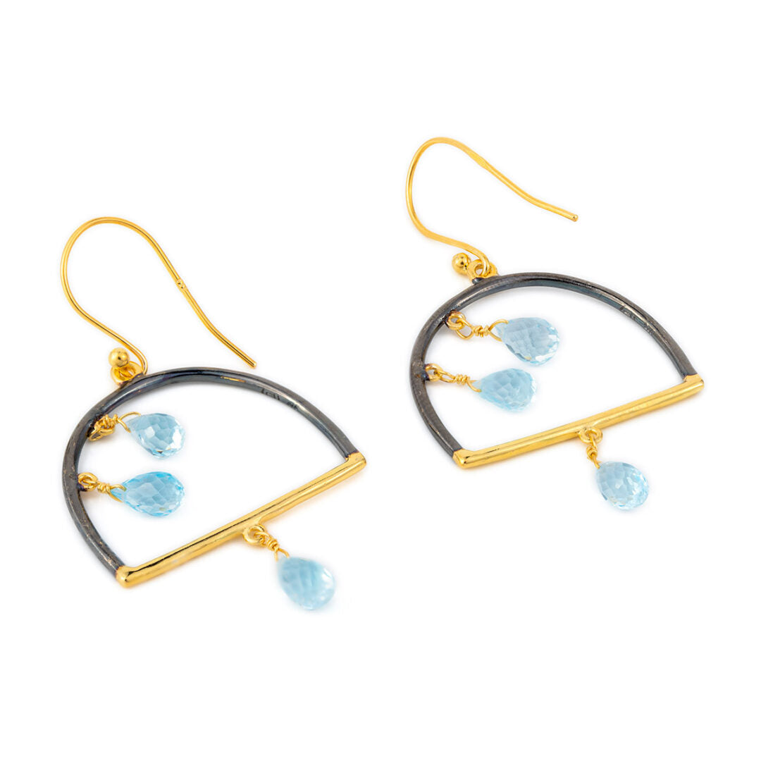 Blue Topaz Jingle bell Earrings