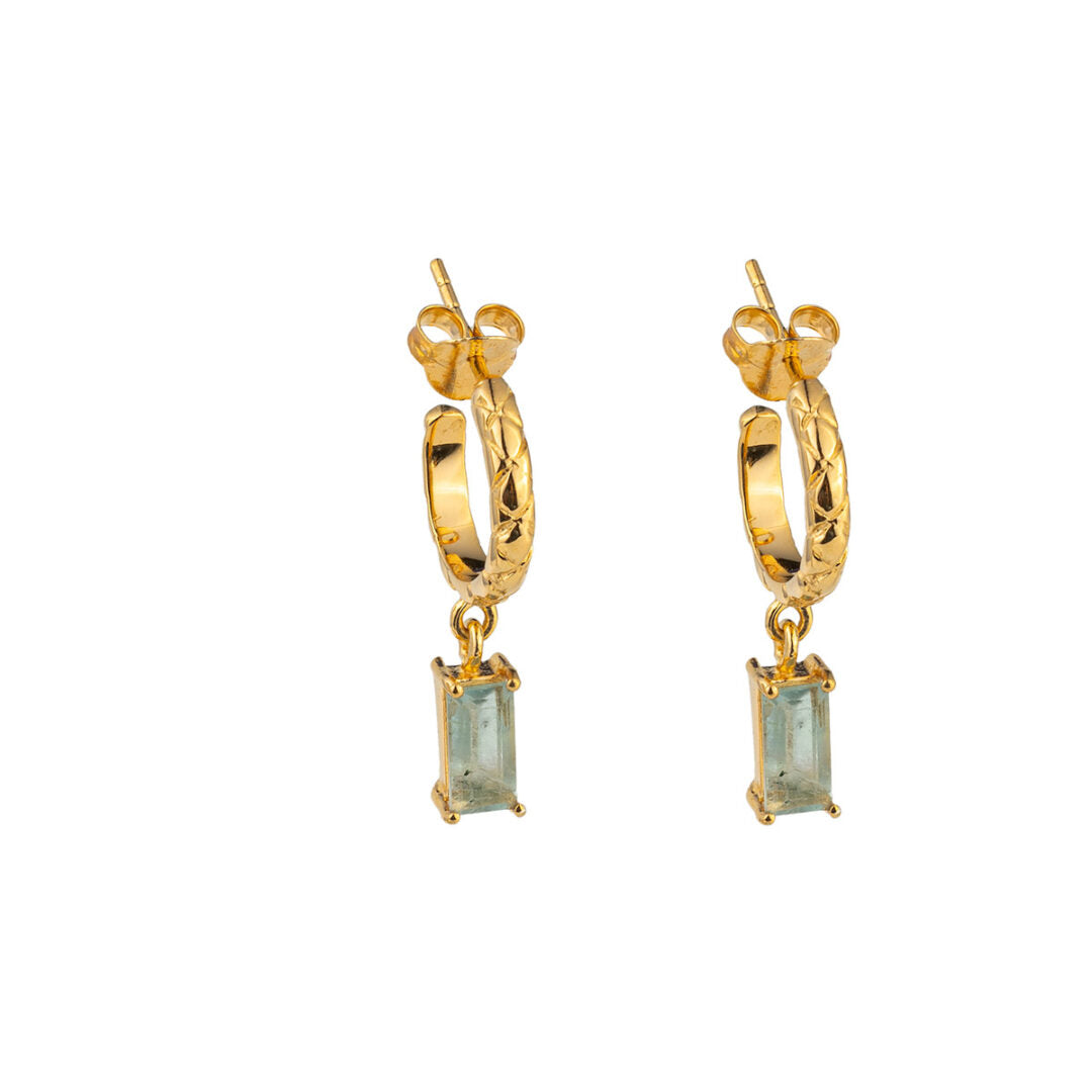 Apatite Hoop Earrings - Sterling Silver and Gold Plated