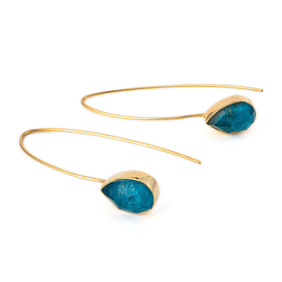 Sterling Silver Gold Plated Apatite Doublet Hook Earrings