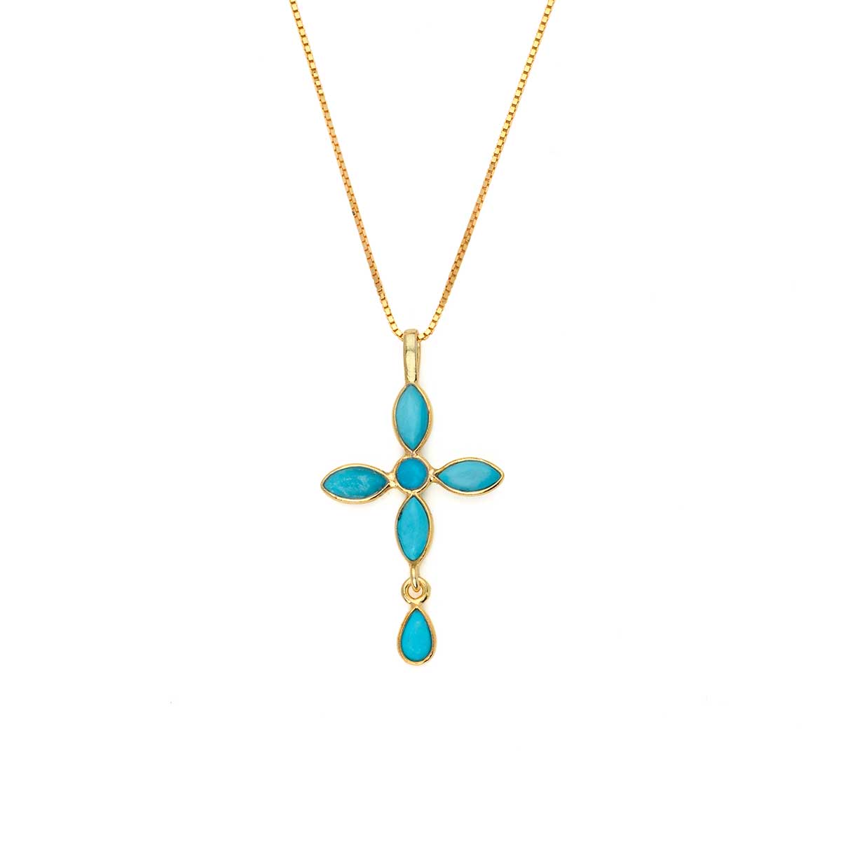 Cross Gemstone Necklace in 925 Sterling Silver Gold Plated