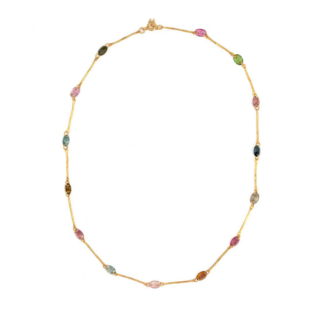 925 Sterling Silver and Gold Plated Tourmaline Necklace