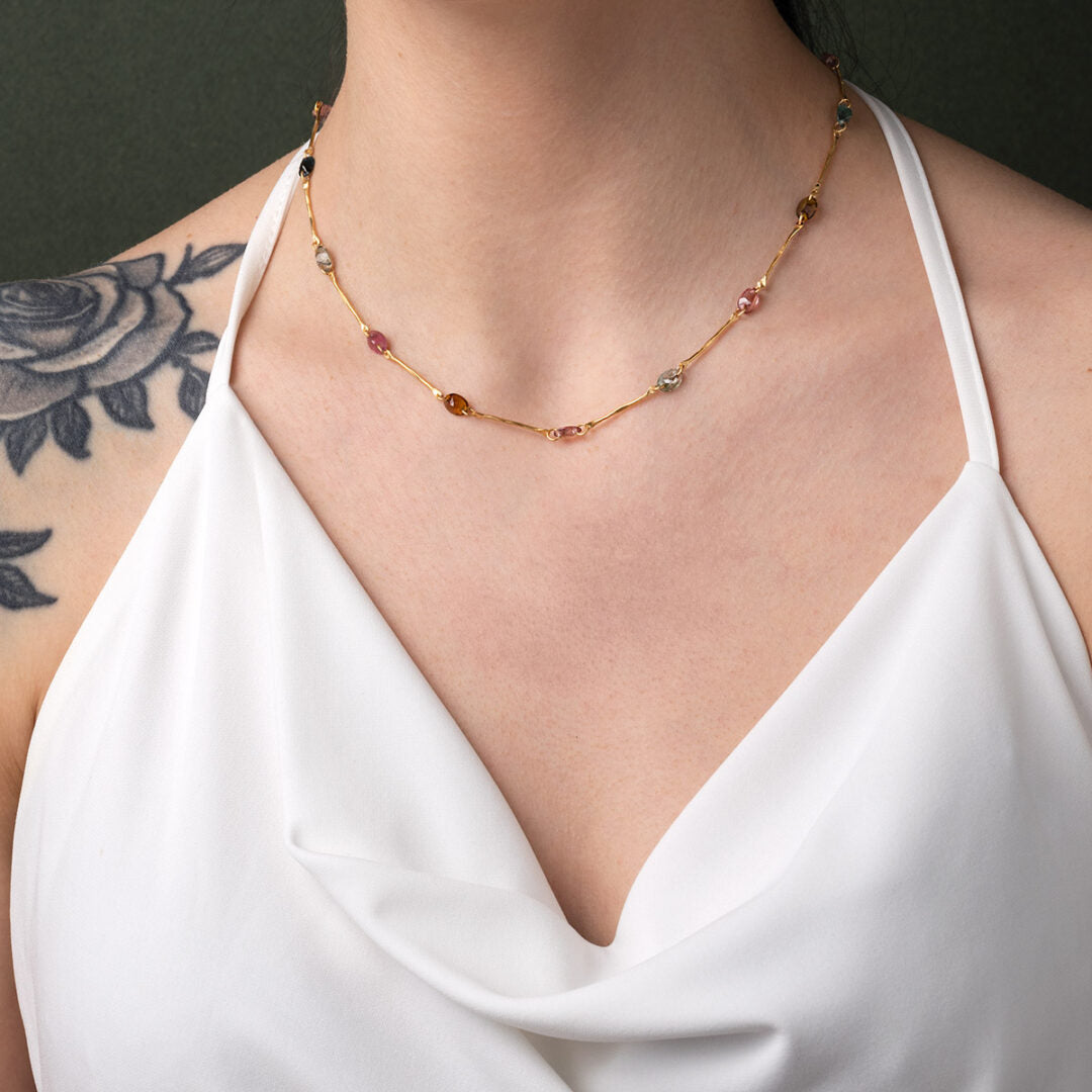 925 Sterling Silver and Gold Plated Tourmaline Necklace