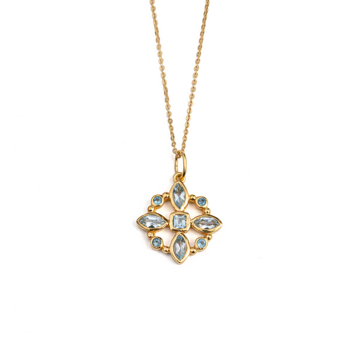 Blue Topaz Flower Necklace