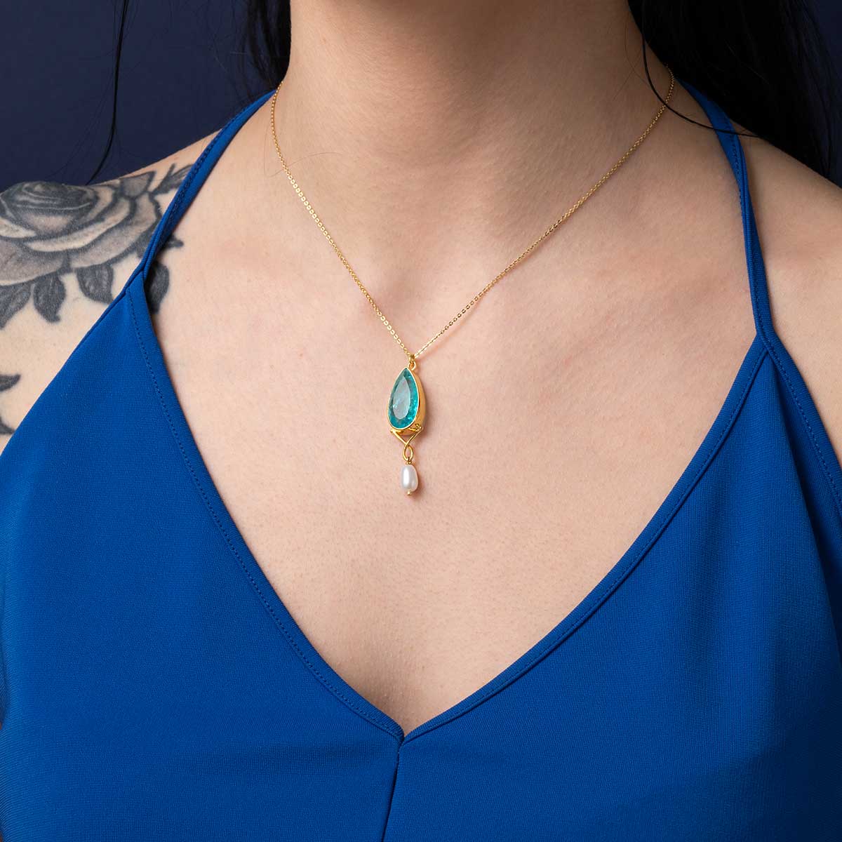 925 Sterling Silver and Gold Plated Quartz Necklace