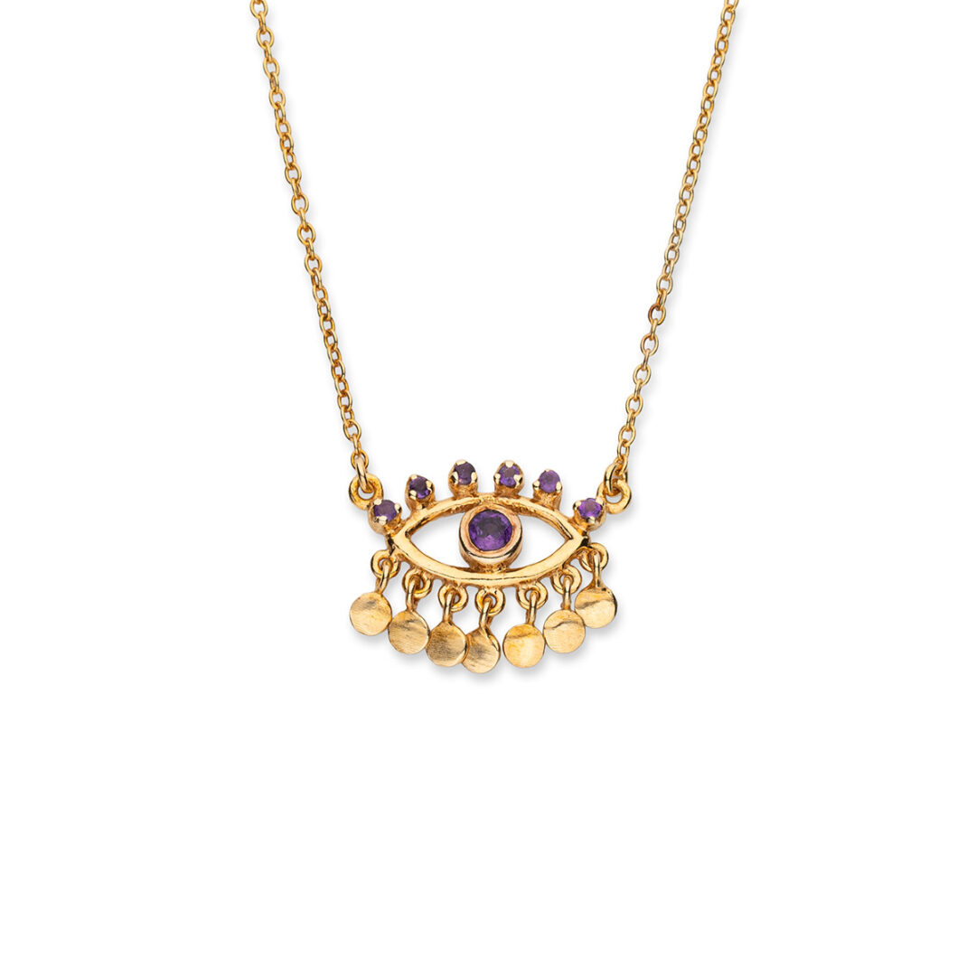 Amethyst Necklace in 925 Silver Gold Plated
