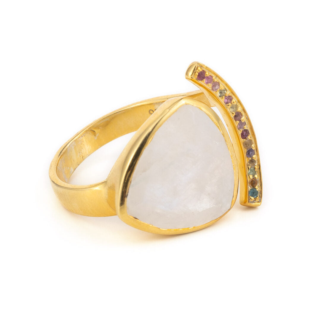 Moonstone Ring - Sterling Silver and Gold Plated