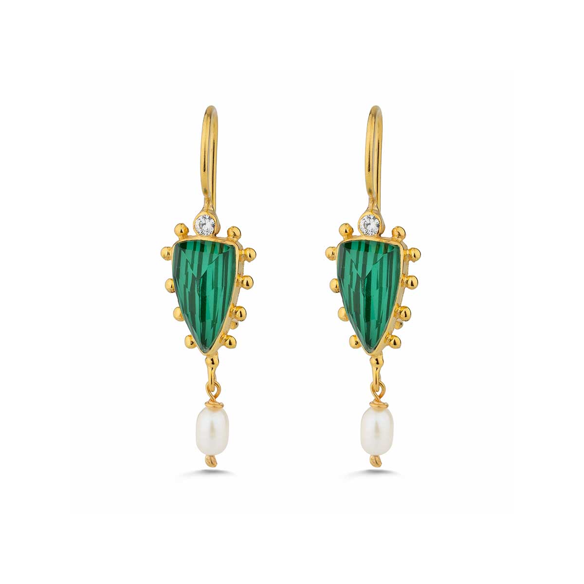 Turquoise Copper Drop Earrings in 925 Sterling Silver & Gold Plating