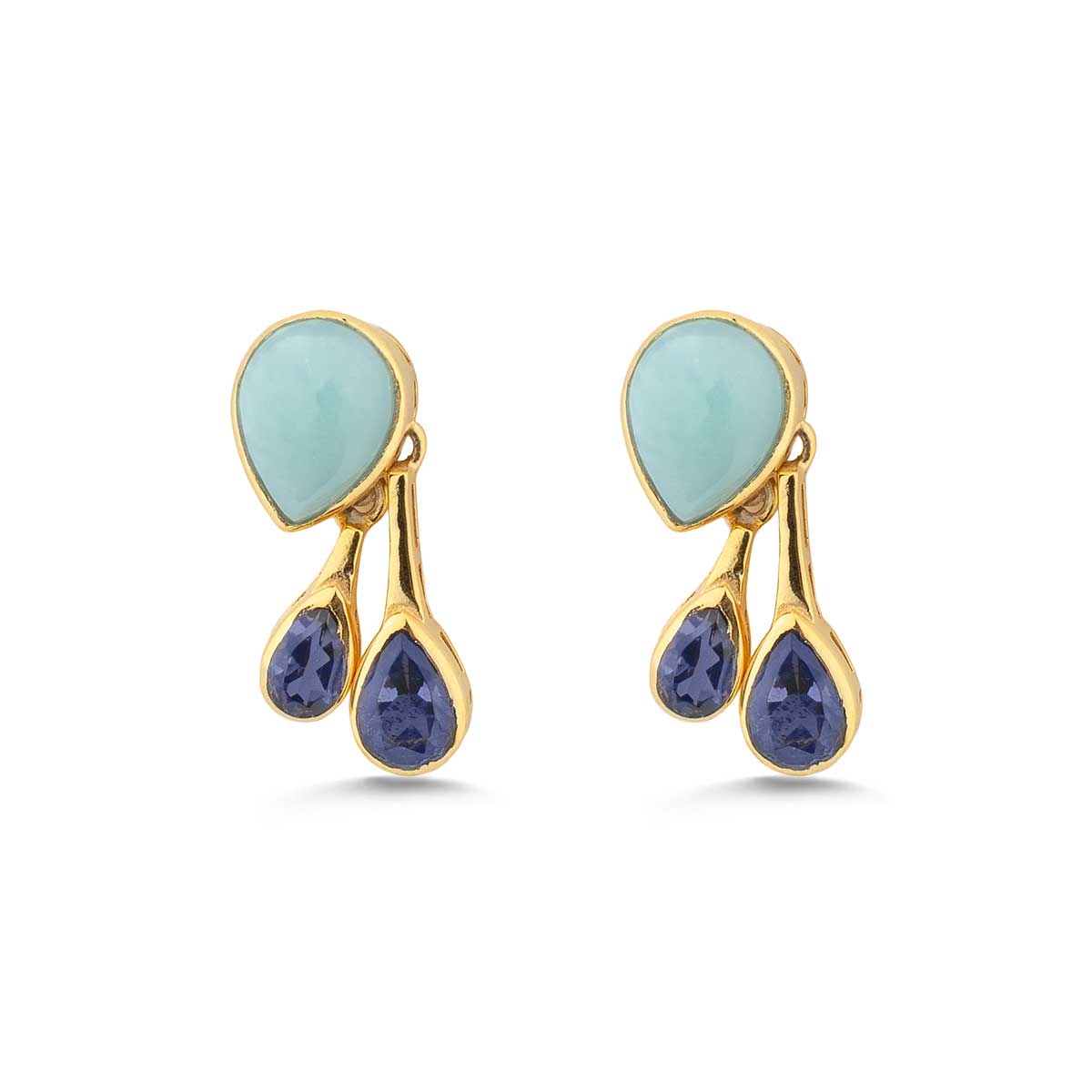 Gemstone Dangle Earrings in 925 Sterling Silver & Gold Plating