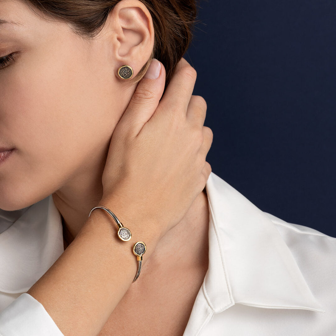 Bangle Βραχιόλι Δίσκος της Φαιστού - Ασήμι 925 και Χρυσό 14Κ