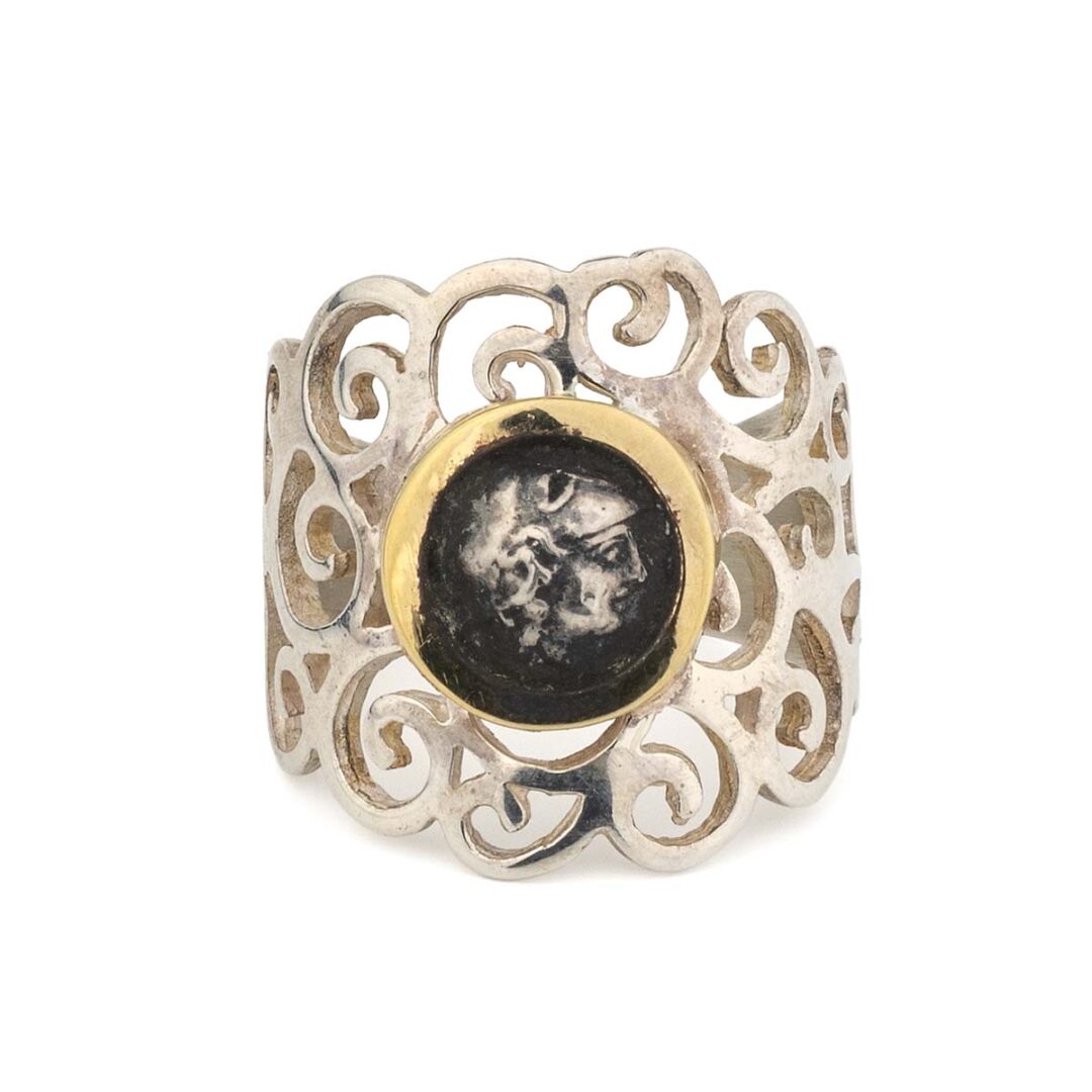 Goddess Athena Spiral Ring - 14K Gold and Sterling Silver