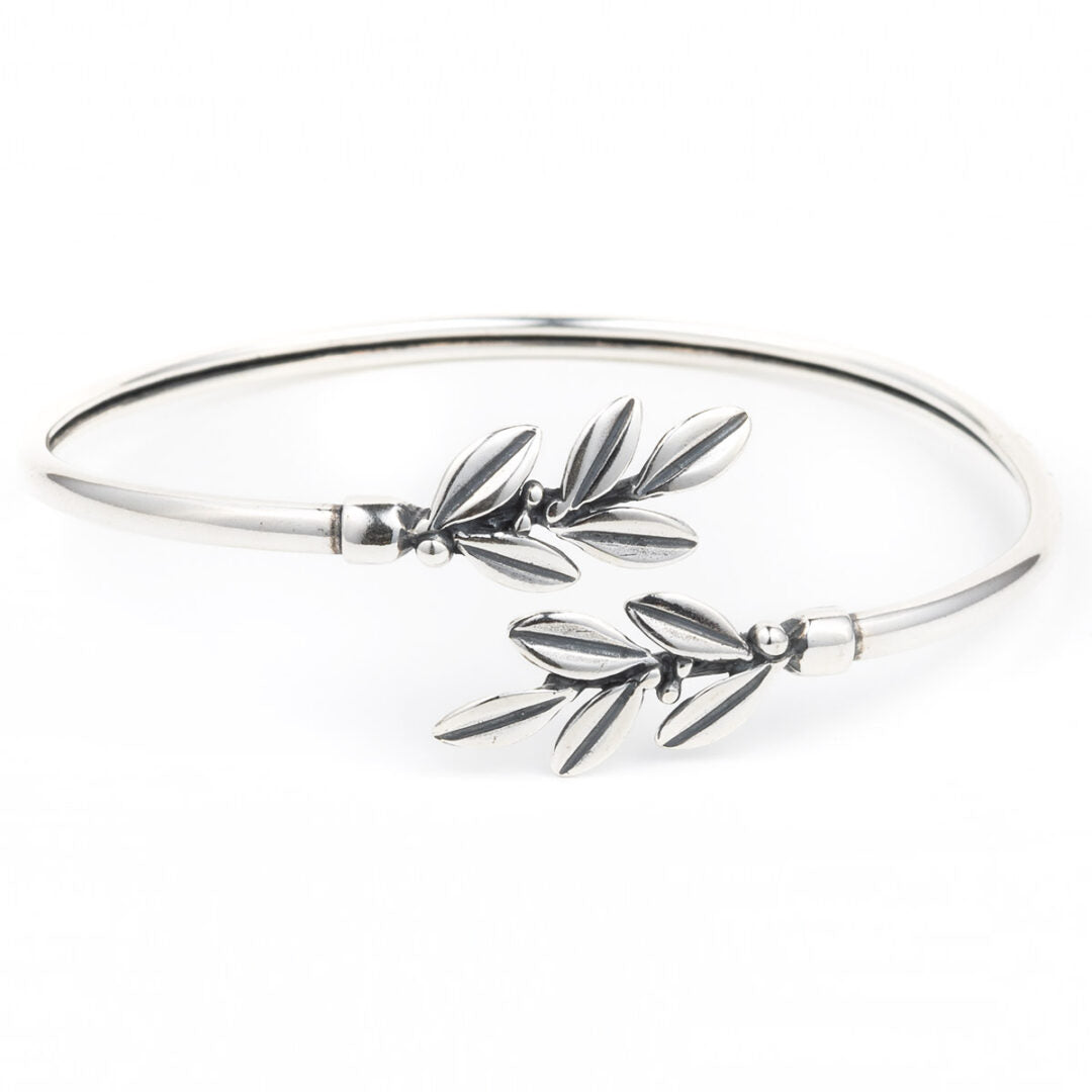 Olive Leaves Hinge Bracelet - 925 Sterling Silver and Gold Plated