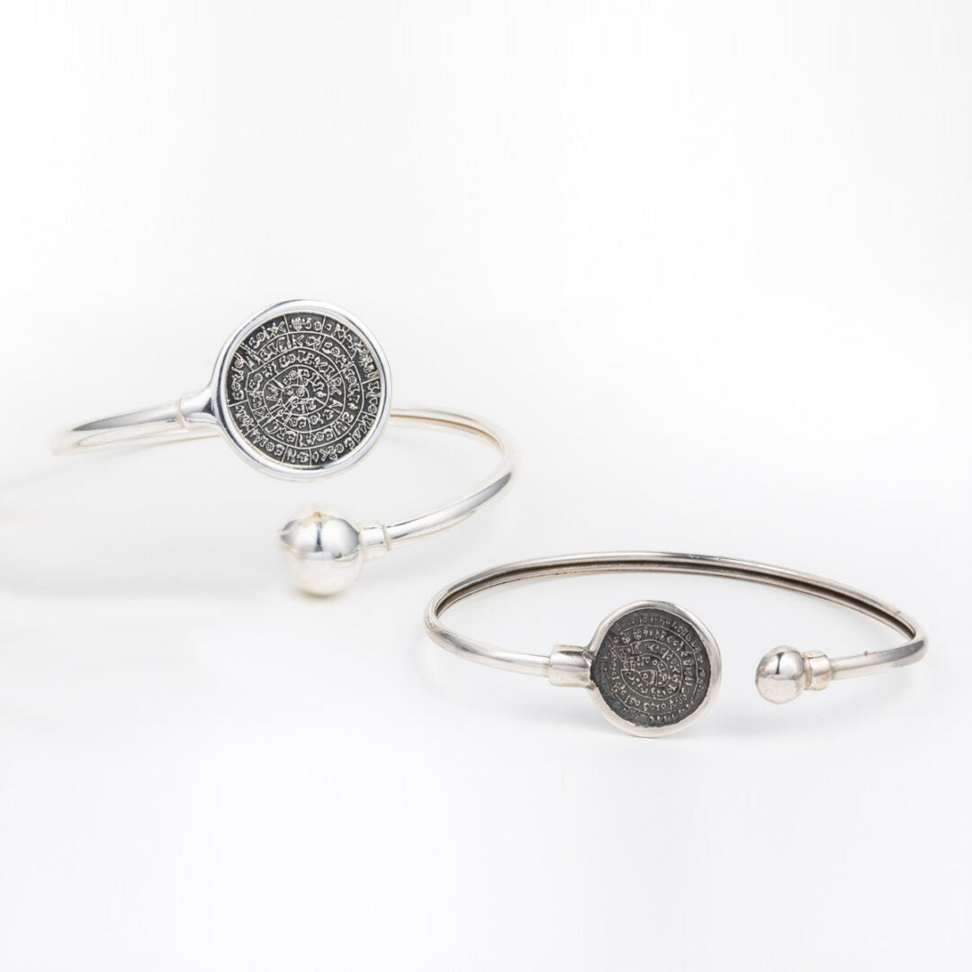 Phaistos Disc Hinge Bracelet in 925 Sterling Silver