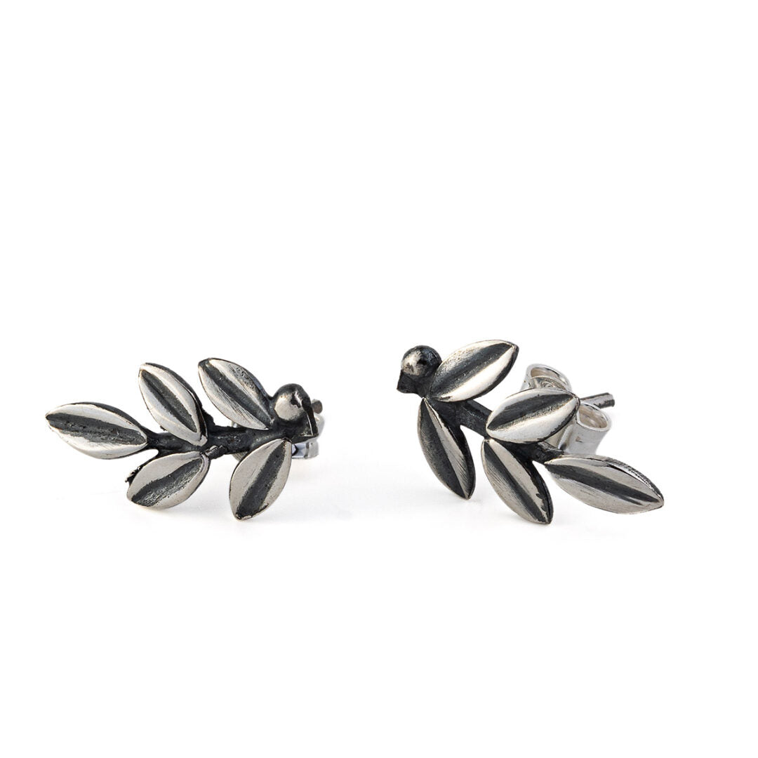 Leaf Stud Earrings – Sterling Silver