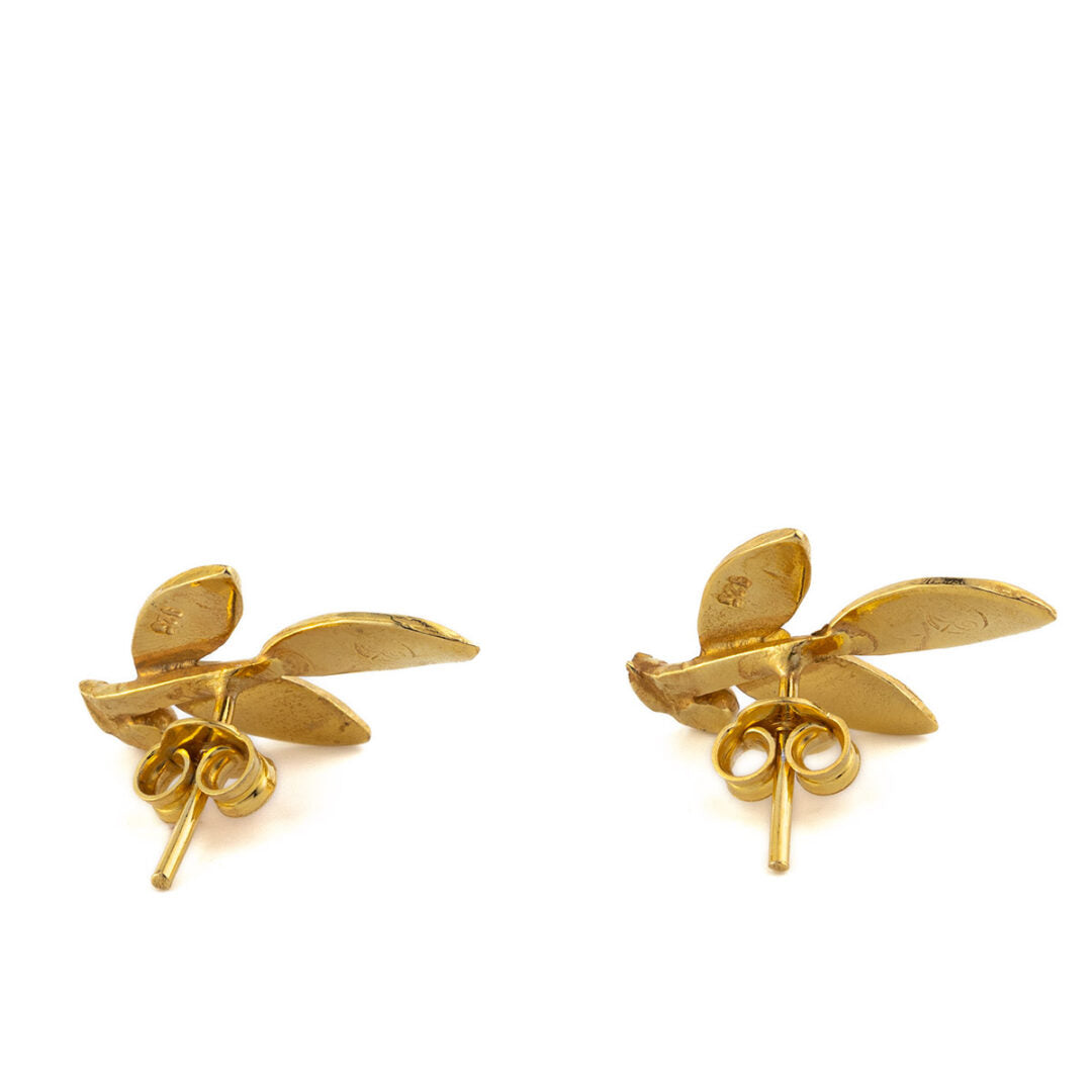 Olive Leaf Stud Earrings – Sterling Silver and Gold Plated